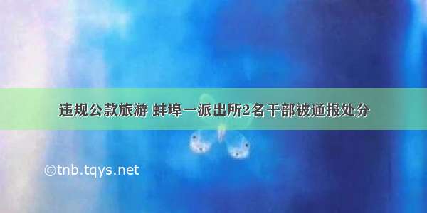 违规公款旅游 蚌埠一派出所2名干部被通报处分