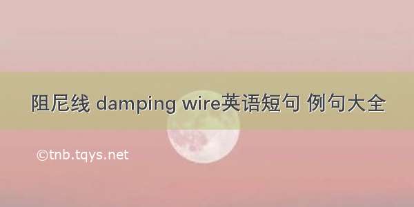 阻尼线 damping wire英语短句 例句大全