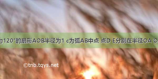 已知圆心角为120°的扇形AOB半径为1 c为弧AB中点 点D E分别在半径OA OB上 若CD^2