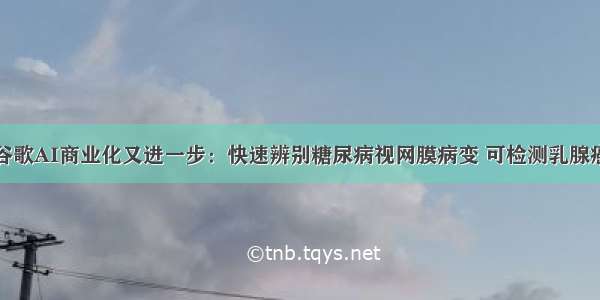 谷歌AI商业化又进一步：快速辨别糖尿病视网膜病变 可检测乳腺癌