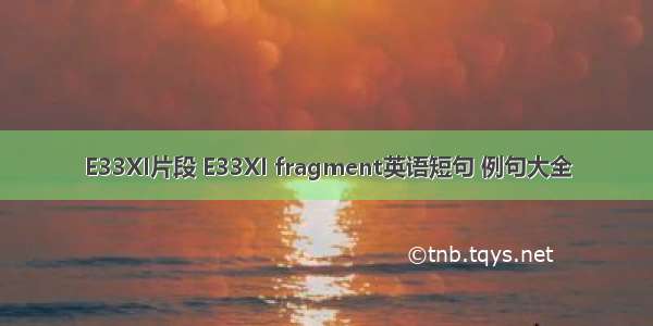 E33XI片段 E33XI fragment英语短句 例句大全