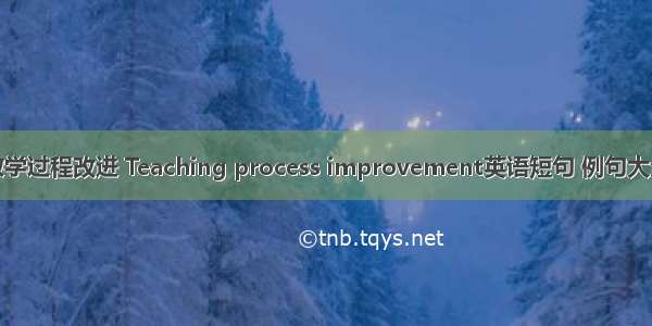 教学过程改进 Teaching process improvement英语短句 例句大全