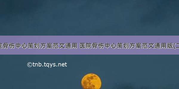 医院骨伤中心策划方案范文通用 医院骨伤中心策划方案范文通用版(二篇)