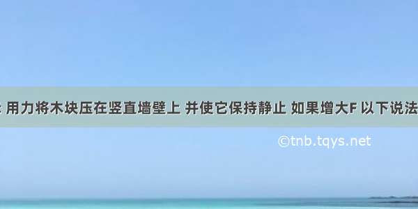 如图所示 用力将木块压在竖直墙壁上 并使它保持静止 如果增大F 以下说法不正确的