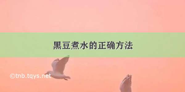 黑豆煮水的正确方法