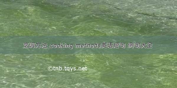 烹调方法 cooking methods英语短句 例句大全