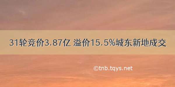 31轮竞价3.87亿 溢价15.5%城东新地成交