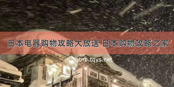 日本电器购物攻略大放送 日本购物攻略之家