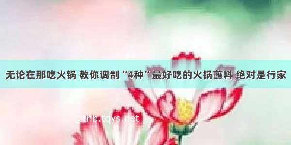 无论在那吃火锅 教你调制“4种”最好吃的火锅蘸料 绝对是行家