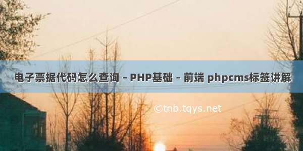 电子票据代码怎么查询 – PHP基础 – 前端 phpcms标签讲解