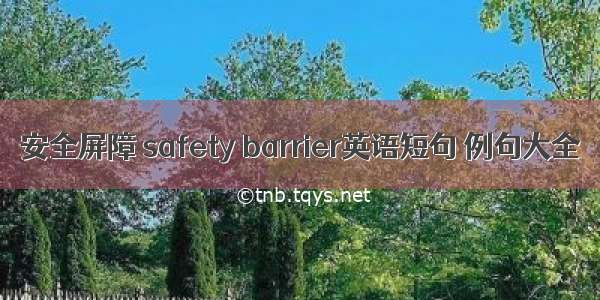 安全屏障 safety barrier英语短句 例句大全