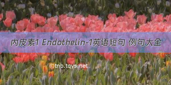 内皮素1 Endothelin-1英语短句 例句大全