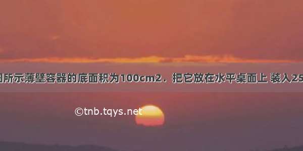 如图所示薄壁容器的底面积为100cm2．把它放在水平桌面上 装入25N的