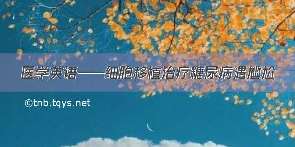 医学英语——细胞移植治疗糖尿病遇尴尬