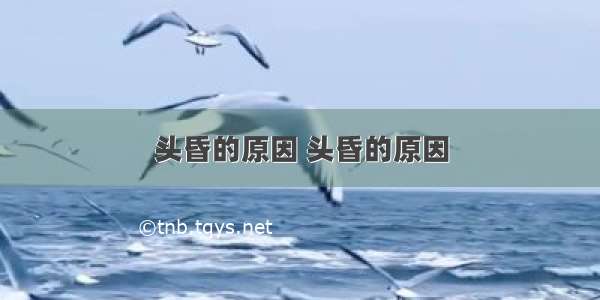 头昏的原因 头昏的原因