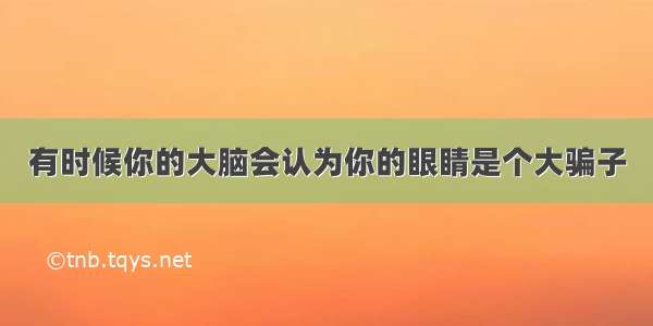 有时候你的大脑会认为你的眼睛是个大骗子