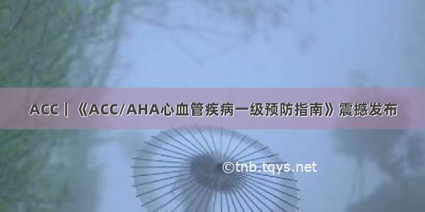 ACC｜《ACC/AHA心血管疾病一级预防指南》震撼发布