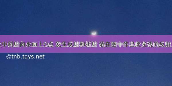 一束光从水中斜射向水面上O点 发生反射和折射 请在图中作出此光线的反射光线和折射