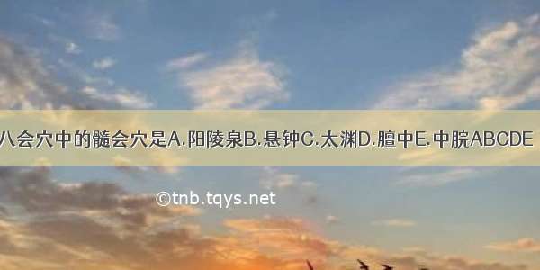 八会穴中的髓会穴是A.阳陵泉B.悬钟C.太渊D.膻中E.中脘ABCDE