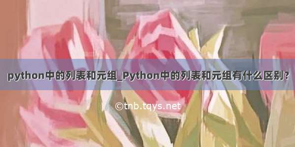 python中的列表和元组_Python中的列表和元组有什么区别？