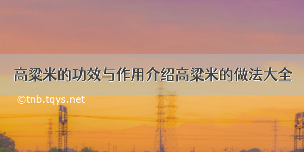 高粱米的功效与作用介绍高粱米的做法大全