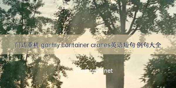 门式重机 gantry container cranes英语短句 例句大全