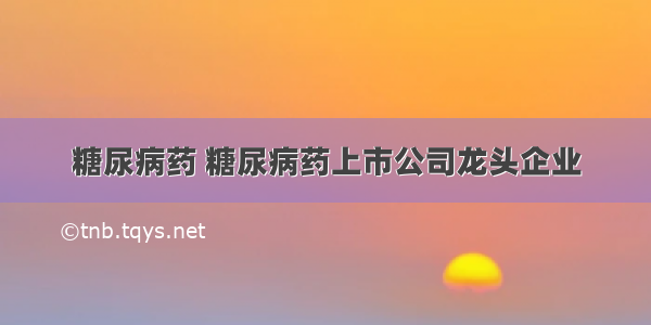 糖尿病药 糖尿病药上市公司龙头企业