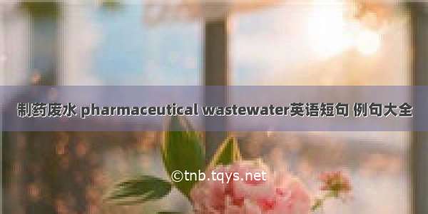 制药废水 pharmaceutical wastewater英语短句 例句大全