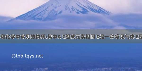 F均为初中和化学中常见的物质:其中A C组成元素相同 D是一种常见气体 E是红色单质.