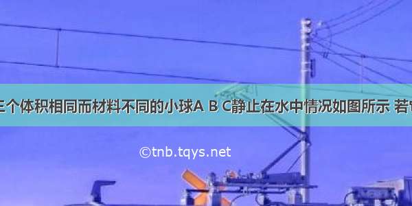 单选题三个体积相同而材料不同的小球A B C静止在水中情况如图所示 若它们所受