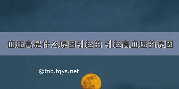 血压高是什么原因引起的 引起高血压的原因