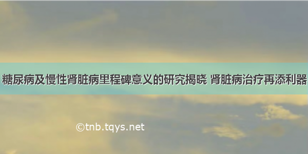 糖尿病及慢性肾脏病里程碑意义的研究揭晓 肾脏病治疗再添利器