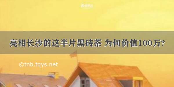 亮相长沙的这半片黑砖茶 为何价值100万?