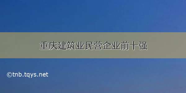 重庆建筑业民营企业前十强