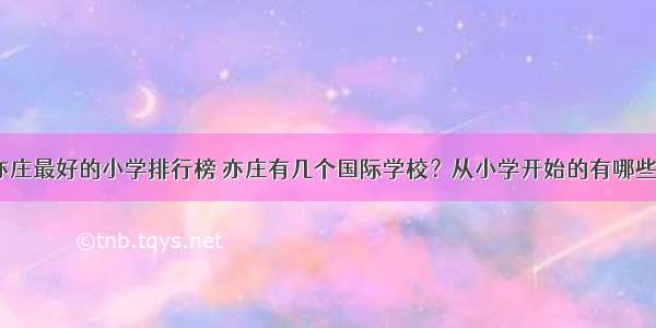 亦庄最好的小学排行榜 亦庄有几个国际学校？从小学开始的有哪些？