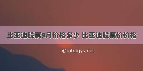 比亚迪股票9月价格多少 比亚迪股票价价格