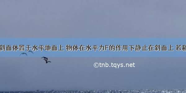 如图所示 斜面体置于水平地面上 物体在水平力F的作用下静止在斜面上 若稍许增大水