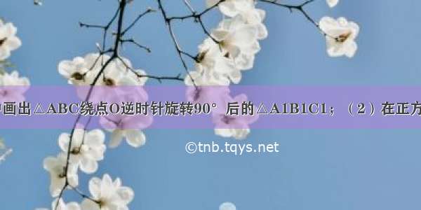 （1）在图1中画出△ABC绕点O逆时针旋转90°后的△A1B1C1；（2）在正方形网格中 每个