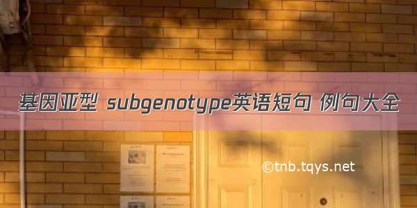 基因亚型 subgenotype英语短句 例句大全