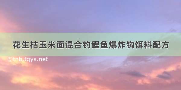 花生枯玉米面混合钓鲤鱼爆炸钩饵料配方