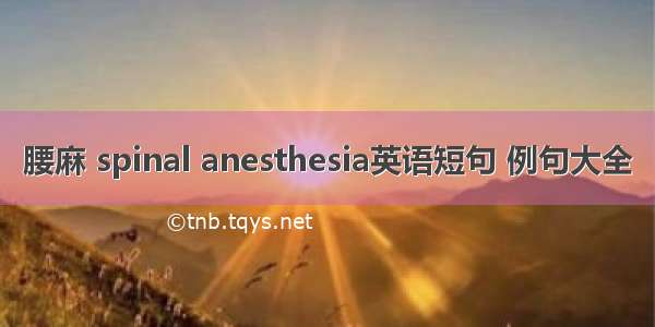 腰麻 spinal anesthesia英语短句 例句大全