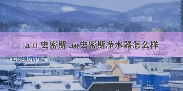 a o 史密斯 ao史密斯净水器怎么样