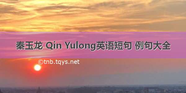 秦玉龙 Qin Yulong英语短句 例句大全