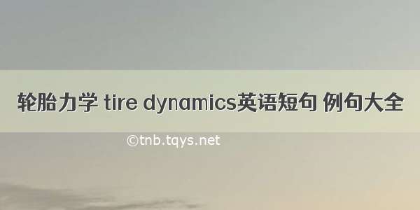 轮胎力学 tire dynamics英语短句 例句大全