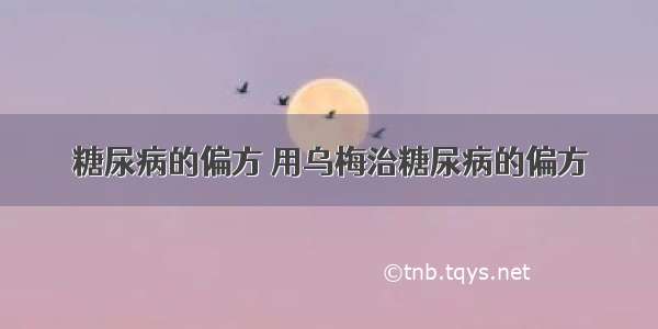 糖尿病的偏方 用乌梅治糖尿病的偏方