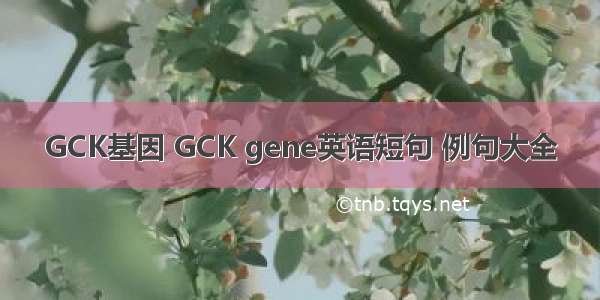 GCK基因 GCK gene英语短句 例句大全