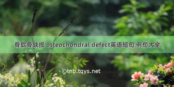 骨软骨缺损 osteochondral defect英语短句 例句大全