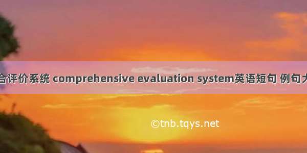 综合评价系统 comprehensive evaluation system英语短句 例句大全