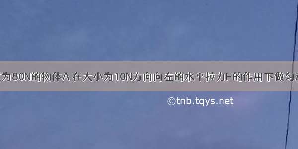 如图所示 重为80N的物体A 在大小为10N方向向左的水平拉力F的作用下做匀速直线运动 