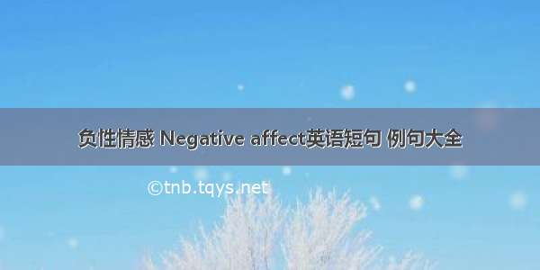 负性情感 Negative affect英语短句 例句大全